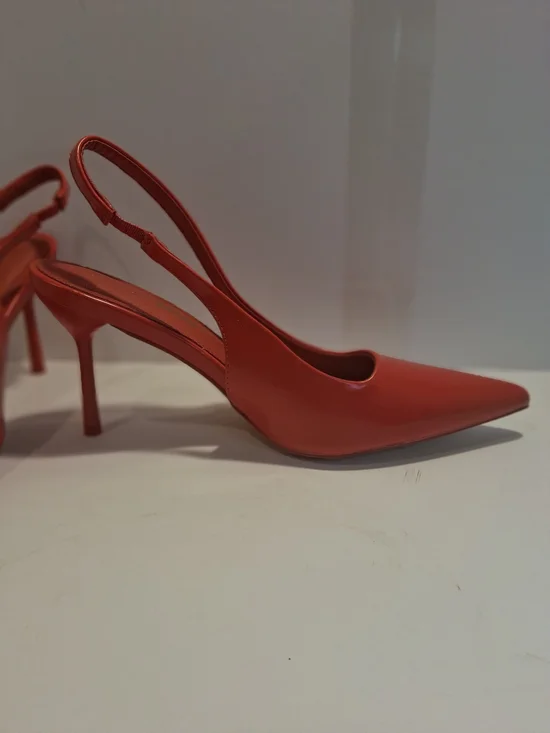 Fashion Nova Red Pointed Slingback Stiletto Heels - Picture 3 of 7
